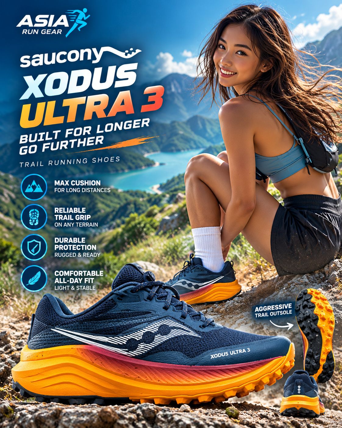 Saucony Xodus Ultra 3 Cushioned Trail Running Shoes